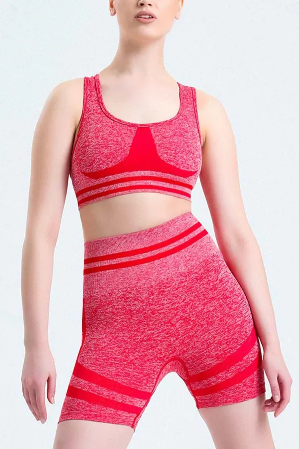 Mısırlı Kadın Kalça Toparlayıcı Çemberli Bralet-Şort Tayt Takımı Kırmızı