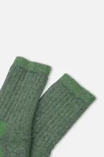 Aytuğ Unisex Alpaca Wool Terry Winter Socks Grey-Green