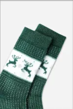Chaussettes thermiques en peluche pour femmes Aytuğ, motif cerf, motif de Noël