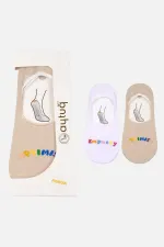 Aytuğ Women's Cotton Pair Special Boxed Ballet Socks Multicolored