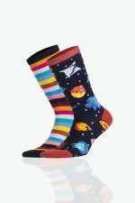 Chaussettes fantaisie unisexes en coton Aytuğ, lot de 3 paires, motif marin.