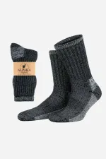 Aytuğ Unisex Alpaca Wool Terry Winter Socks Anthracite-Ecru