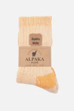 Aytuğ Unisex Alpaca Wool Terry Winter Socks, Ecru-Orange