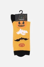Aytuğ Men's Cotton Halloween Themed Ankle Socks Yellow
