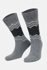 Aytuğ Men's Alpaca Wool Winter Socks (2 Pairs) Grey-Anthracite