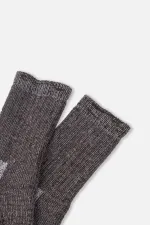 Aytuğ Unisex Alpaca Wool Terry Winter Socks Brown-Ecru