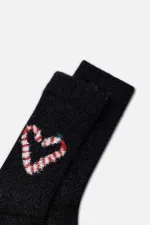 Aytuğ Women's Plush Thermal Single Heart Pattern Christmas Themed Socks