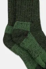 Chaussettes d'hiver unisexes Aytuğ en laine éponge d'alpaga marron-vert
