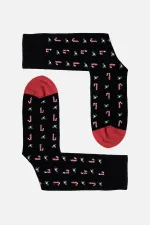 Aytuğ Men's Cotton Single Christmas Themed Socks Black