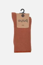 Aytuğ Women's Cotton Single Terry Sock Brown