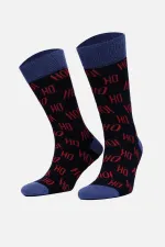 Chaussettes de Noël en coton simple pour homme Aytuğ, bleu marine