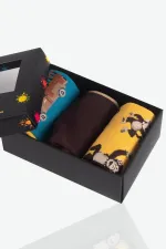 Chaussettes unisexes en coton Aytuğ, lot de 3 paires, à motifs animaux amusants