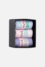 Aytuğ Women's Bamboo 3 Pairs Special Boxed Ankle Socks Multicolored