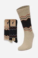 Aytuğ Men's Alpaca Wool Winter Socks (2 Pairs) Beige-Brown