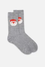 Aytuğ Women's Lambswool Single Christmas Themed Socks Grey