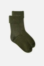 Aytuğ Kadın Soft Peluş Kışlık Tekli Soket Çorap Haki