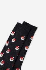 Aytuğ Men's Cotton Single Christmas Themed Socks Anthracite