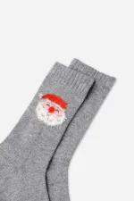 Aytuğ Women's Lambswool Single Christmas Themed Socks Grey