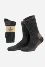 Aytuğ Unisex Alpaca Wool Terry Winter Socks Anthracite-Beige