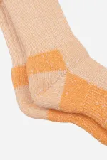 Aytuğ Unisex Alpaca Wool Terry Winter Socks, Ecru-Orange
