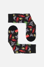 Aytuğ Unisex Pamuklu Astronot Desenli Eğlenceli Soket Çorabı Astronot Desenli