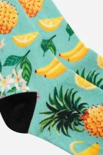 Chaussettes fantaisie unisexes en coton à motif jasmin, multicolores