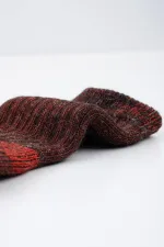 Chaussettes d'hiver unisexes Aytuğ en laine éponge d'alpaga, marron-rouge