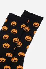 Aytuğ Women's Cotton Halloween Themed Ankle Socks Black