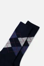 Chaussettes Aytuğ pour homme, en laine d'agneau, à une seule chaussette, bleu marine Chaussettes Aytuğ pour homme, en laine d'agneau, à une seule chaussette, bleu marine