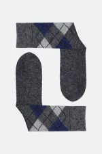 Aytuğ Men's Lambswool Single Socket Socks, Smoke Grey