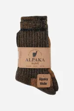 Aytuğ Unisex Alpaca Wool Terry Winter Socks Anthracite-Orange