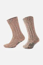 Aytuğ Men's Merino Wool Cold Blocker Winter Non-Slip Sole Ankle Socks Orange