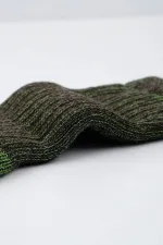 Chaussettes d'hiver unisexes Aytuğ en laine éponge d'alpaga marron-vert