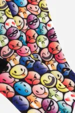 Aytuğ Unisex Cotton Emoji Pattern Fun Ankle Socks Emoji Design