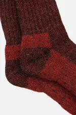 Chaussettes d'hiver unisexes Aytuğ en laine éponge d'alpaga, marron-rouge