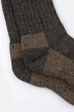 Aytuğ Unisex Alpaca Wool Terry Winter Socks Anthracite-Beige