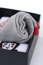 Aytuğ Women's Cotton 3 Pairs Special Boxed Ankle Socks Multicolored