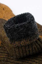 Aytuğ Unisex Alpaca Wool Terry Winter Socks Anthracite-Orange