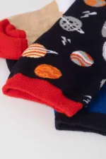 Aytuğ Unisex Cotton Single Space Pattern Fun Ankle Socks