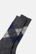 Aytuğ Men's Lambswool Single Socket Socks, Smoke Grey
