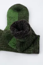 Chaussettes d'hiver unisexes Aytuğ en laine éponge d'alpaga marron-vert