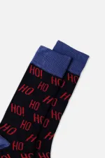 Chaussettes de Noël en coton simple pour homme Aytuğ, bleu marine