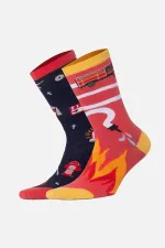 Aytuğ Unisex Cotton Single Firefighter Pattern Fun Sock