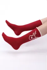 Aytuğ Women's Cotton Single Socket Socks Red