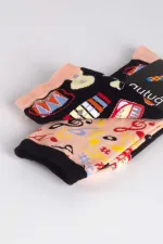 Aytuğ Unisex Cotton Single Music Pattern Fun Ankle Socks