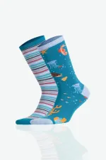 Chaussettes fantaisie unisexes en coton Aytuğ, lot de 3 paires, motif marin.
