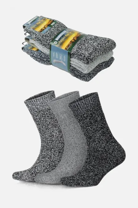 Aytuğ Men's Norweger Merino Wool Winter 3-Pack Colorful Boot Socks Multicolored