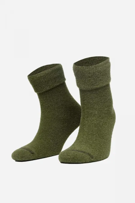 Aytuğ Women's Soft Plush Winter Single Socket Socks Khaki