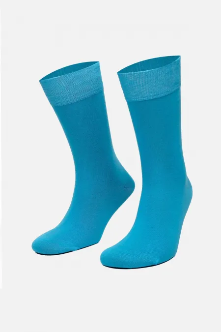 Aytuğ Men's Cotton Single Socket Socks, Cyan
