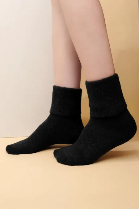 Aytuğ Women's Soft Plush Winter Single Socket Socks A 48004 S Black
